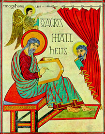 Евангелист Матфей . Евангелие из Линдисфарна, конец VII - VIII