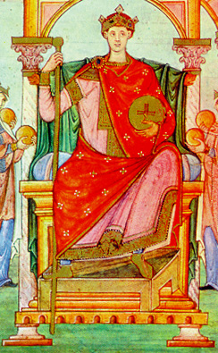 Император Оттон II. Миниатюра кодекса св. Григория, ок. 983-985 гг.